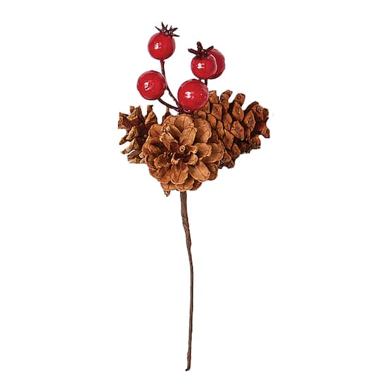 8" Pinecone Pick with Weatherproof Berry, 24ct.